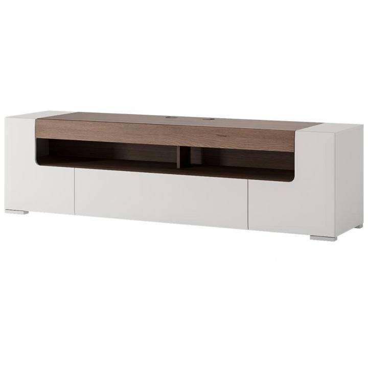 TV komoda MILANO alpská biela/dub sanremo tmavý, šírka 190 cm 1