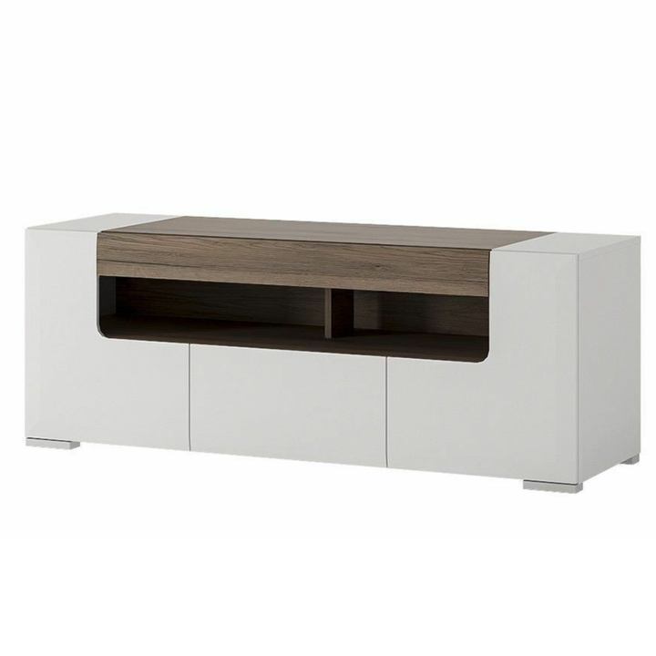 TV komoda MILANO alpská biela/dub sanremo tmavý, šírka 140 cm 1