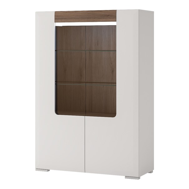 Vitrína MILANO alpská biela/dub sanremo, šírka 100 cm 1