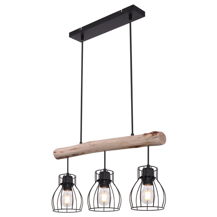 Závesné svietidlo MINA čierny kov/svetlé drevo 1