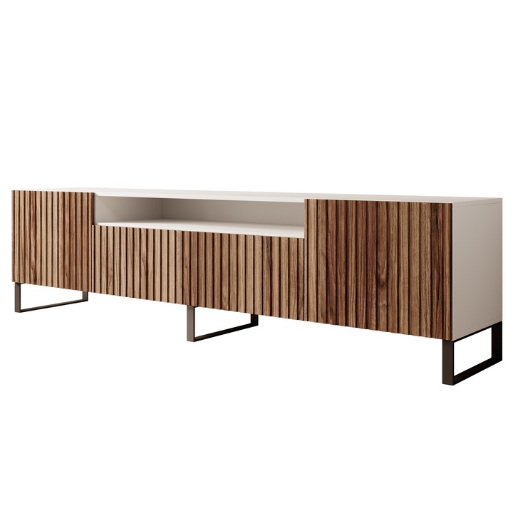 TV komoda MITCH 2 biela/dub 1