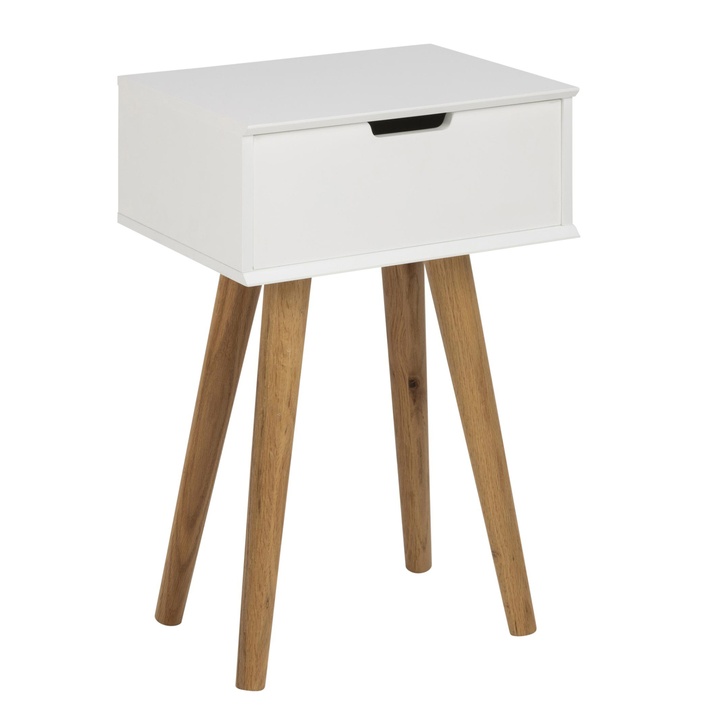 Nočný stolík MITRA 2 biela/dub 1