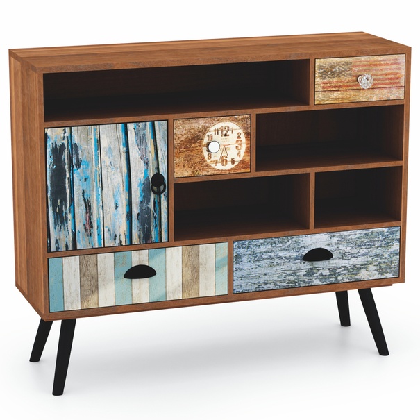 Komoda MIZU 2 dub wotan/viacfarebná 1