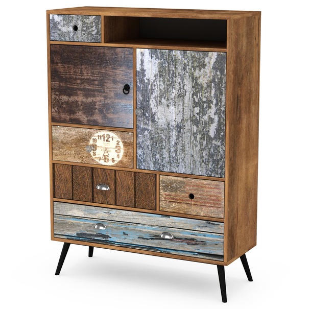 Komoda MIZU 3 dub wotan/viacfarebná 1