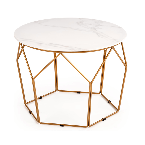 Konferenčný stolík  MODASUN biely mramor/zlatá 1
