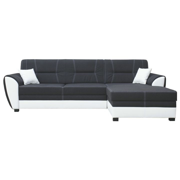 Sedacia súprava MONACO LUX pravá, čierna/biela 1