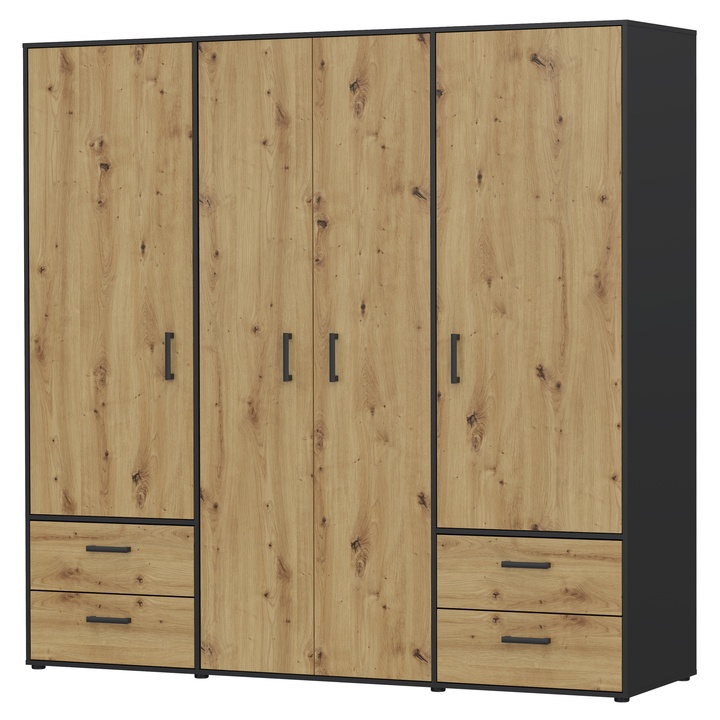 Šatníková skriňa MONESSA II dub artisan/čierna 1