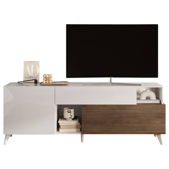 TV komoda  MONOCA biela lesklá/orech 1