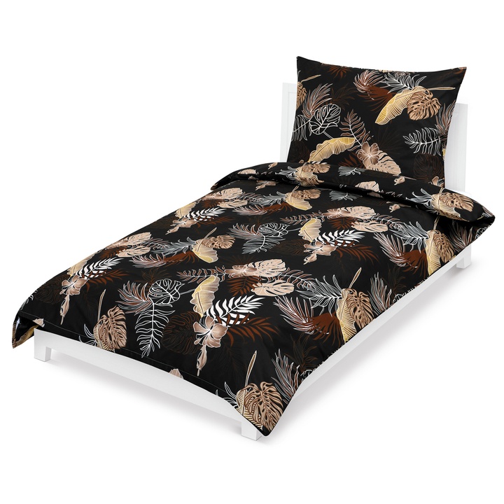 Posteľná bielizeň MONSTERA HNEDÁ 70x90 a 140x200 cm 1