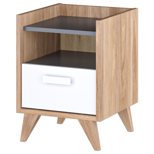 Nočný stolík MOOD dub castello/sivá/biela 1