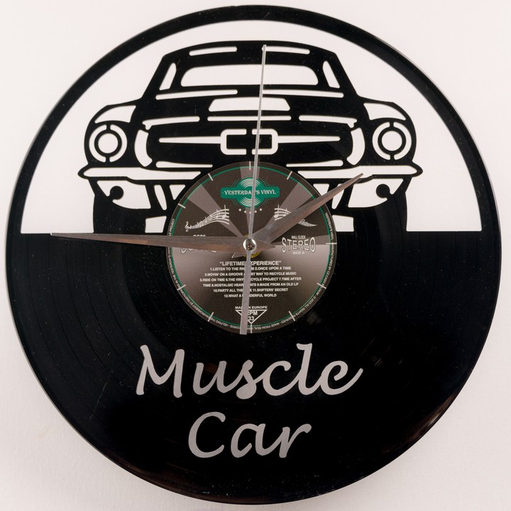 Vinylové nástenné hodiny  MUSCLE CAR čierna, ⌀ 30 cm 1