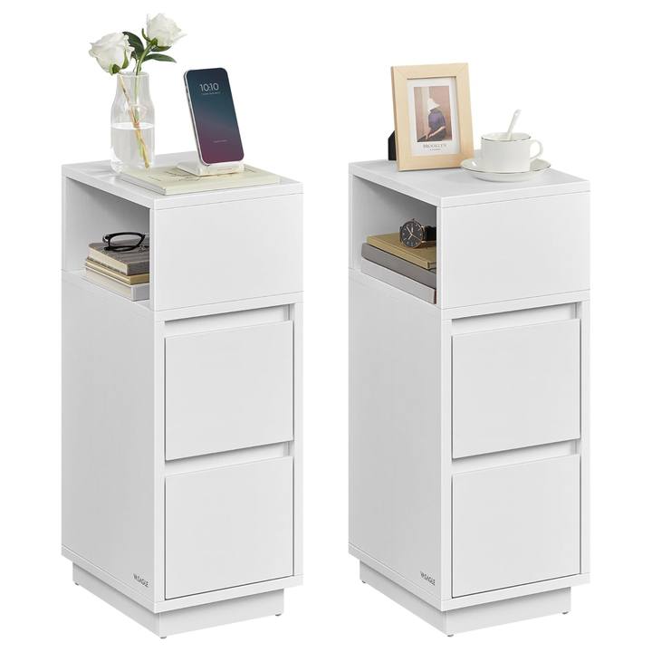 Súprava 2 ks nočných stolíkov NAROW 2 biela 1