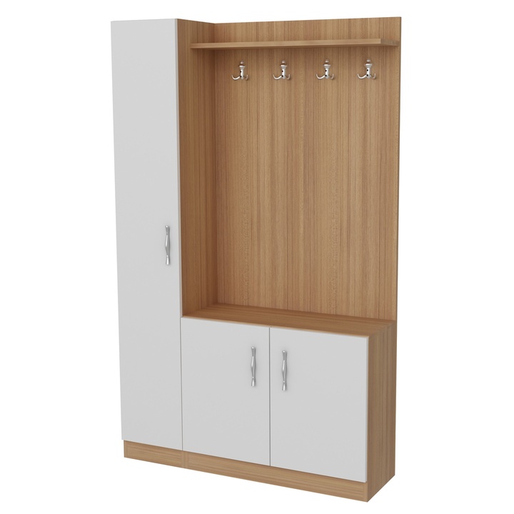 Predsieňová zostava NATUREL biela/teak 1