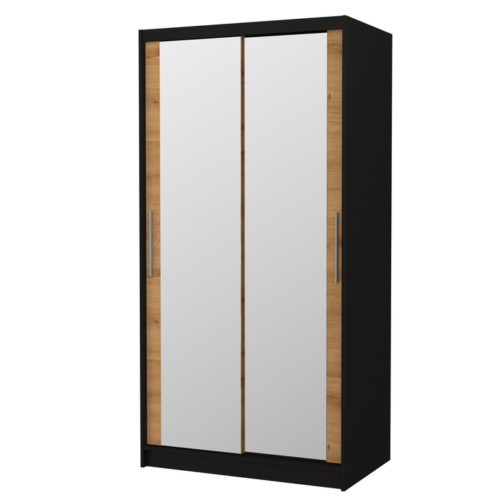 Šatníková skriňa NEFELE čierna/dub artisan 1