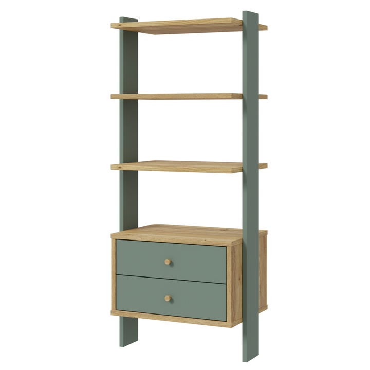 Regál NESRYN dub mauvella/šalviová zelená, šírka 64 cm 1