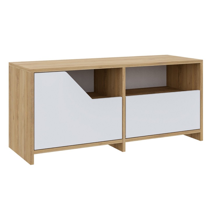 Lavica na topánky NEXUS biela/dub 1