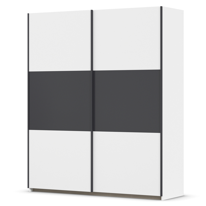 Šatníková skriňa NOE alpská biela/sivá, šírka 175 cm 1