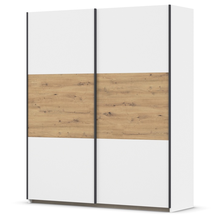 Šatníková skriňa NOE alpská biela/dub artisan, šírka 175 cm 1