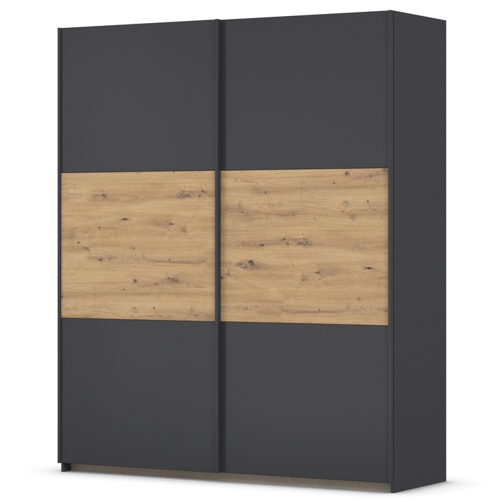 Šatníková skriňa NOE sivá/dub artisan, šírka 175 cm 1