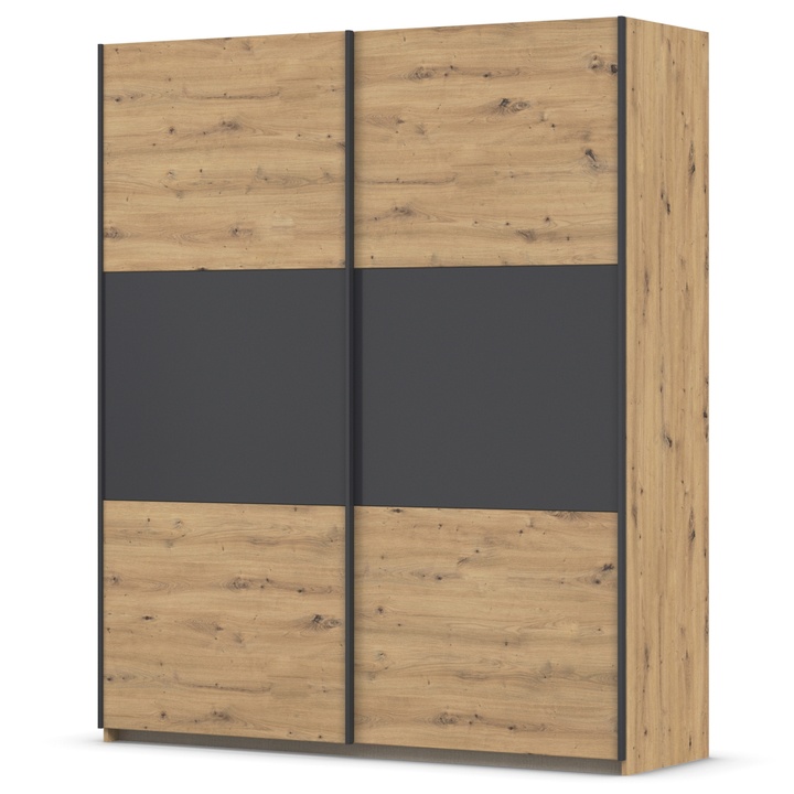 Šatníková skriňa NOE dub artisan/sivá, šírka 175 cm 1