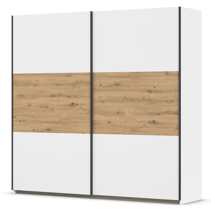 Šatníková skriňa NOE alpská biela/dub artisan, šírka 218 cm 1