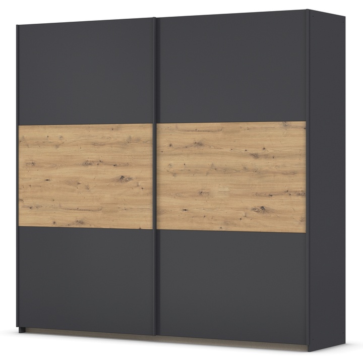 Šatníková skriňa NOE sivá/dub artisan, šírka 218 cm 1