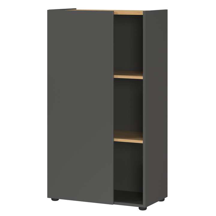 Regál NORDA grafitová/dub, výška 110 cm 1
