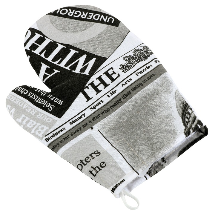 Kuchynská rukavica NOVINY ČIERNOBIELE 28x18 cm 1