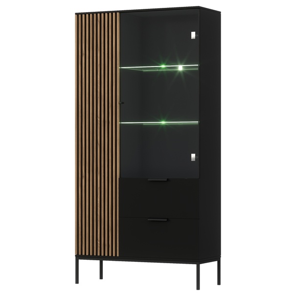 Vitrína ODETTE dub artisan/čierna 1