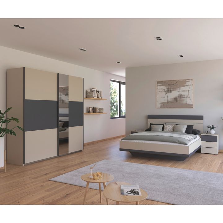 Spálňová zostava OJSA II šampanské/sivá, 160x200 cm 1