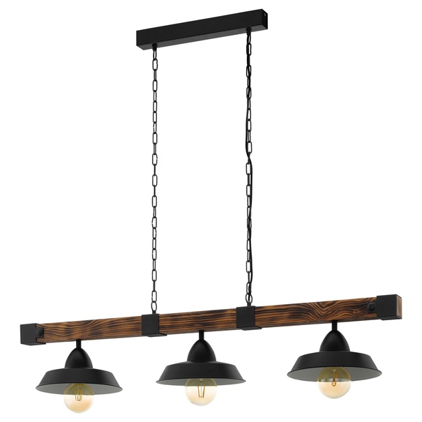 Závesné svietidlo OLDBURY čierny kov/tmavé drevo, šírka 118 cm 1
