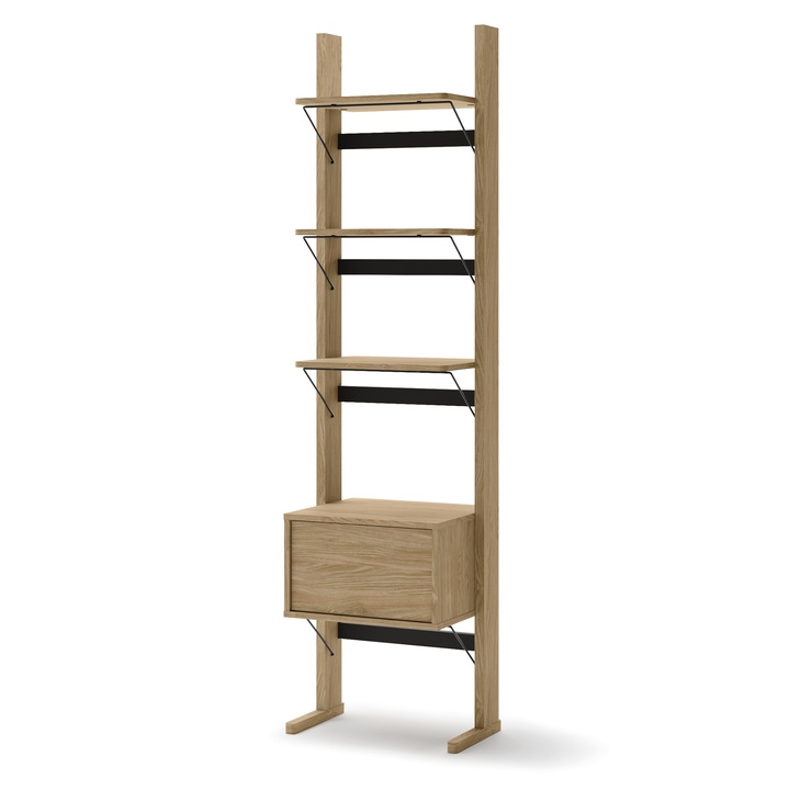 Regál OLLIE 2 dub olejovaný/čierna 1