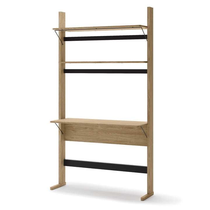 Regál so stolom OLLIE dub olejovaný/čierna 1