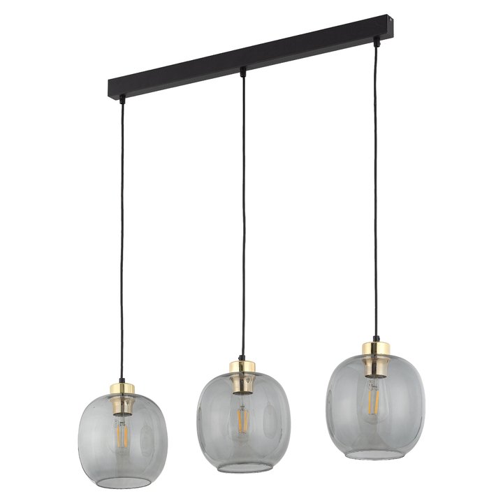 Závesné svietidlo OMEGA čierna/zlatá/dymové sklo 1
