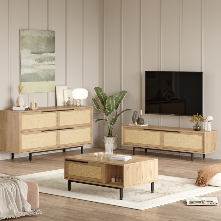 Obývacia zostava so stolíkom ONOL 2 dub/ratan 1