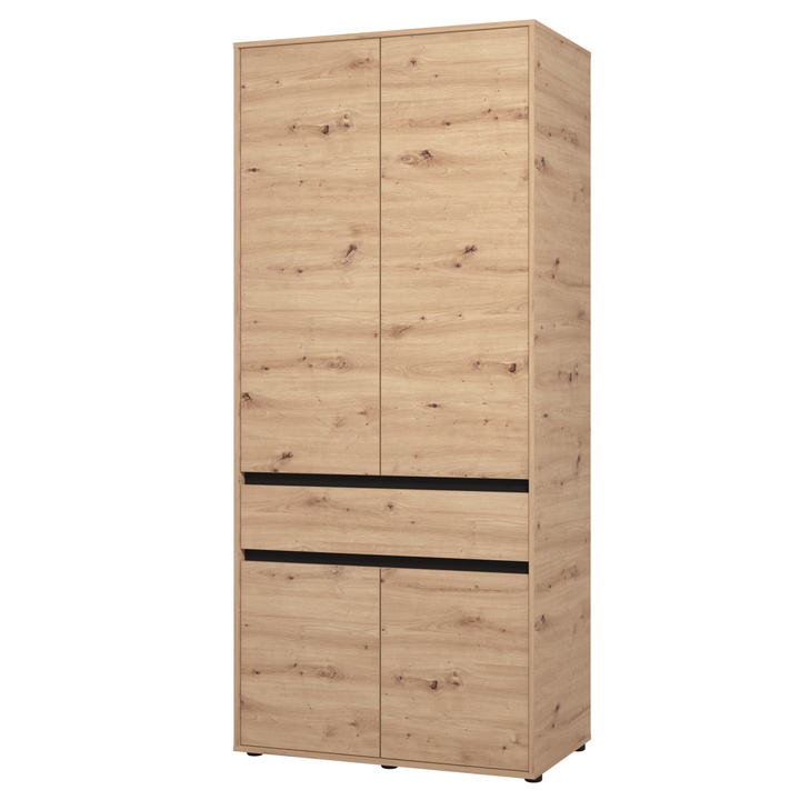 Šatníková skriňa ORK I dub artisan/čierna 1