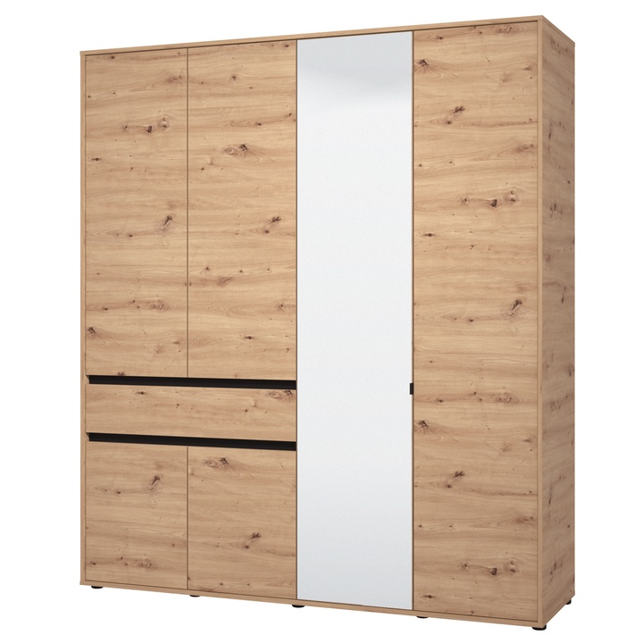 Šatníková skriňa ORK V dub artisan/čierna 1