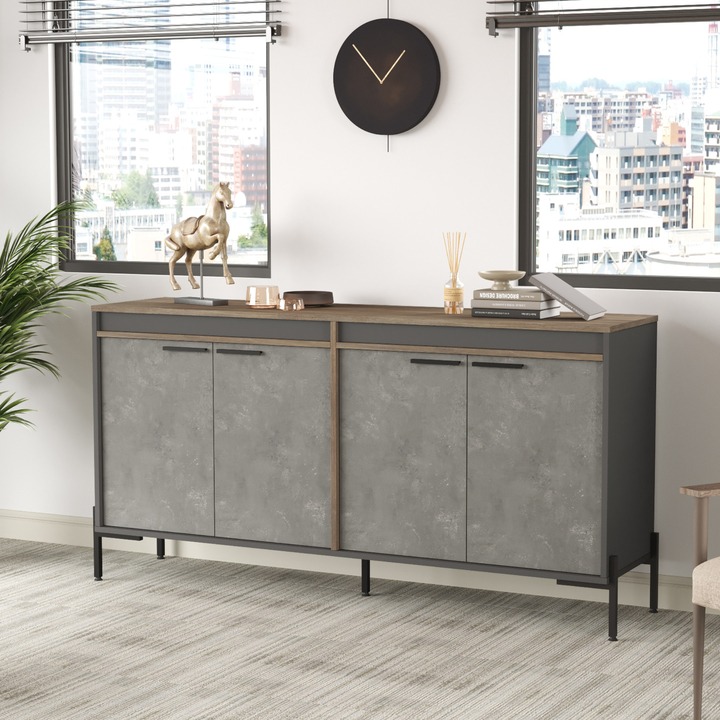 Komoda OSOGLA 4 hnedá/sivá 1