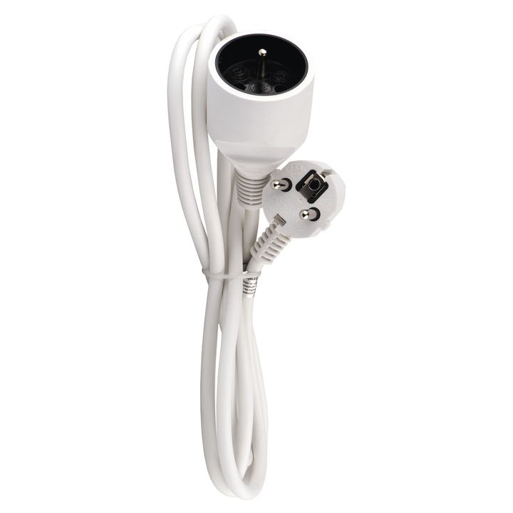 Predlžovacia spojka P0112 biela, 1 zásuvka, 2 m 1