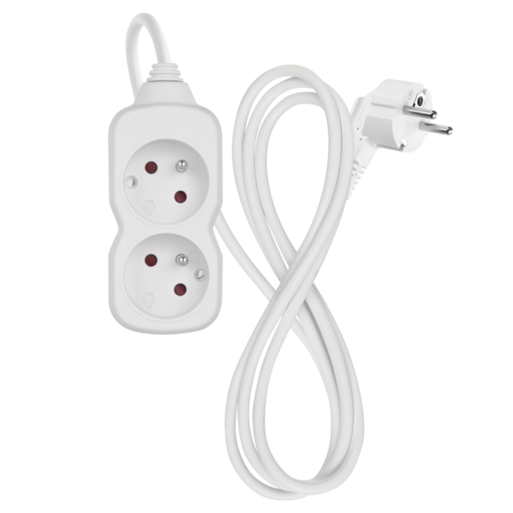 Predlžovací kábel P02114 biela, 2 zásuvky, dĺžka 1,4 m 1
