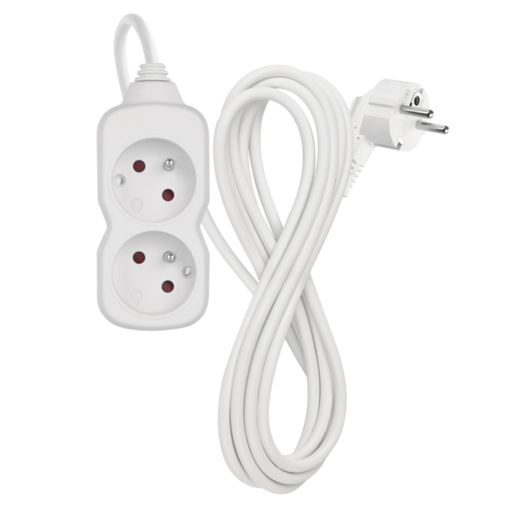 Predlžovací kábel P0213 biela, 2 zásuvky, dĺžka 3 m 1