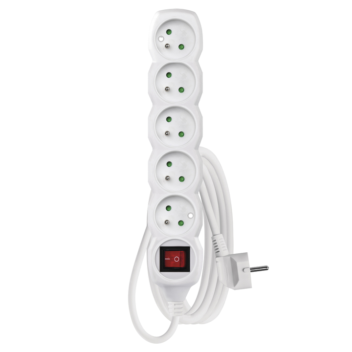 Predlžovací kábel s vypínačom P1513 biela, 5 zásuviek, 3 m 1