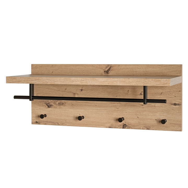 Vešiak na stenu PARMA dub svetlý/čierna 1