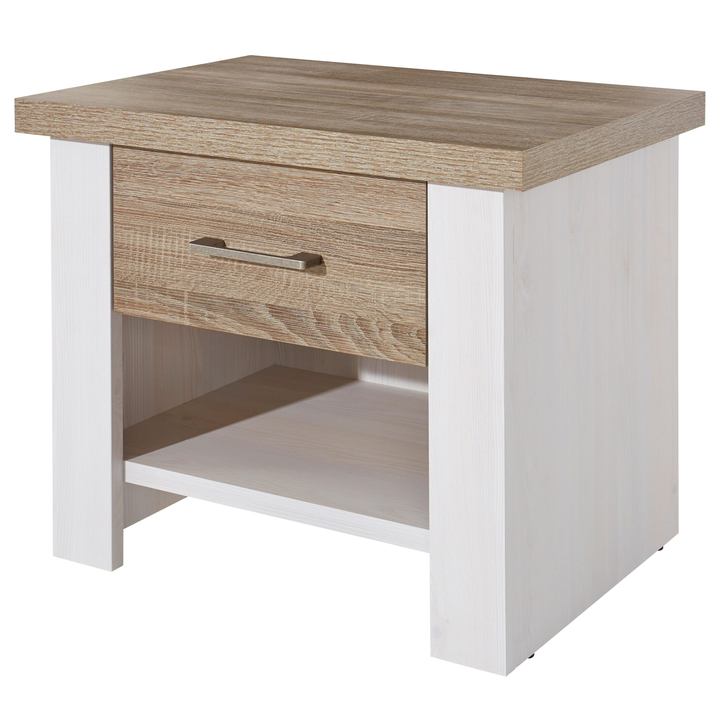 Nočný stolík PARVATI pínia biela/dub truffel 1