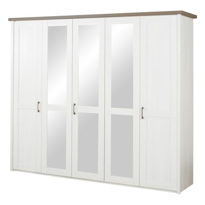 Šatníková skriňa  PARVATI pínia biela/dub truffel, šírka 241 cm 1