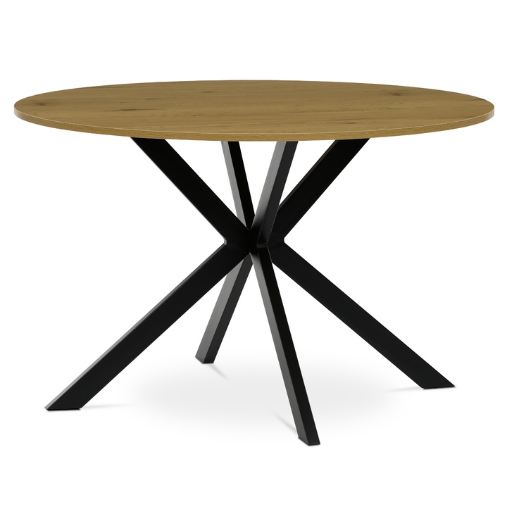 Jedálenský stôl PASSAU divoký dub/čierna, priemer 120 cm 1