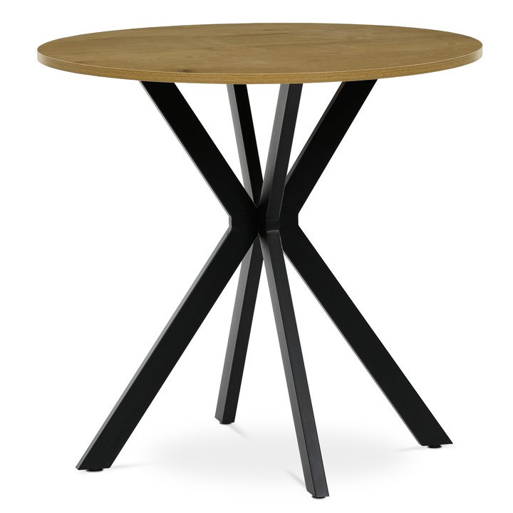Jedálenský stôl PASSAU divoký dub/čierna, priemer 80 cm 1