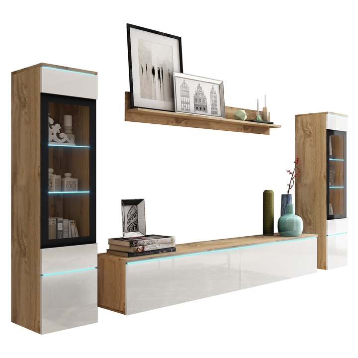 Obývacia stena PAVIA II dub wotan/biela 1