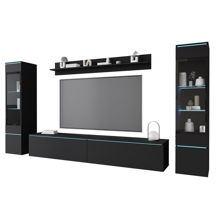 Obývacia stena PAVIA II čierna/grafitová matná 1