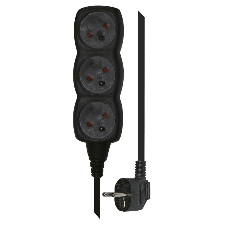 Predlžovací kábel PC0313 čIerna, 3 zásuvky, 3 m 1